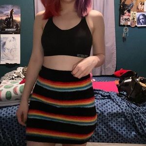 Fuzzy rainbow mini skirt